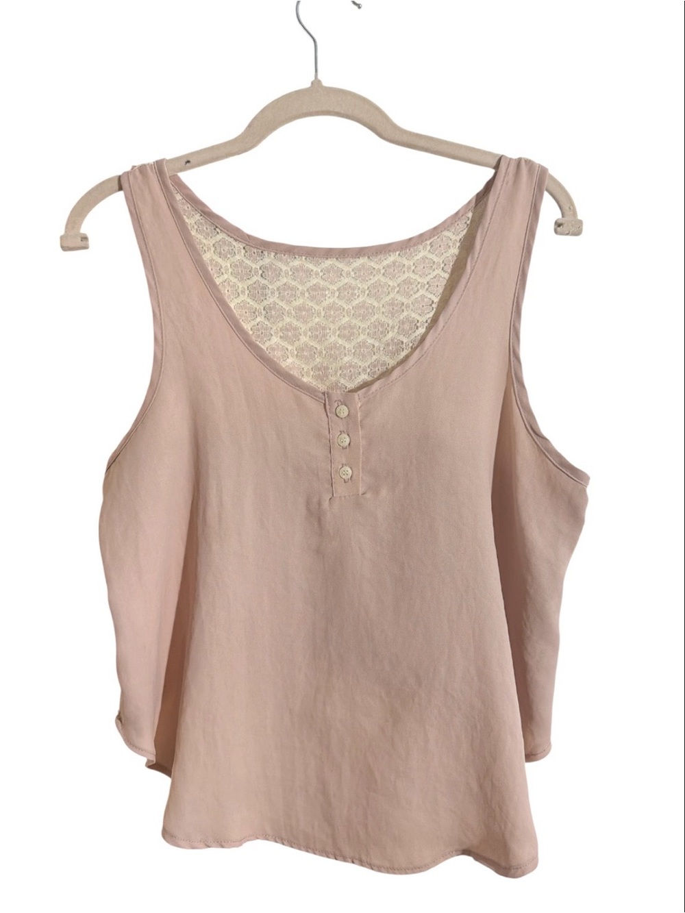 Blush Pink Lace-Back Sleeveless High Low Tank Top Blouse
